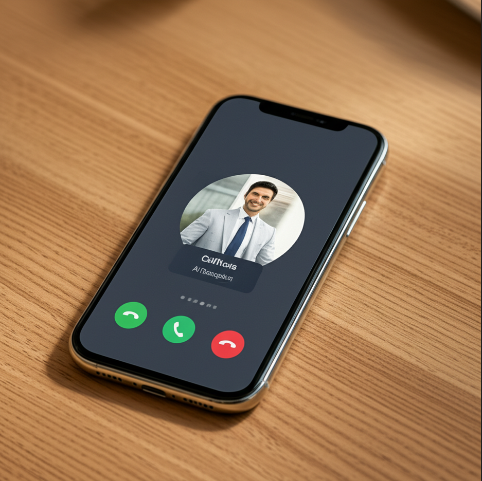 Smartphone displaying an incoming CallNova demo call
